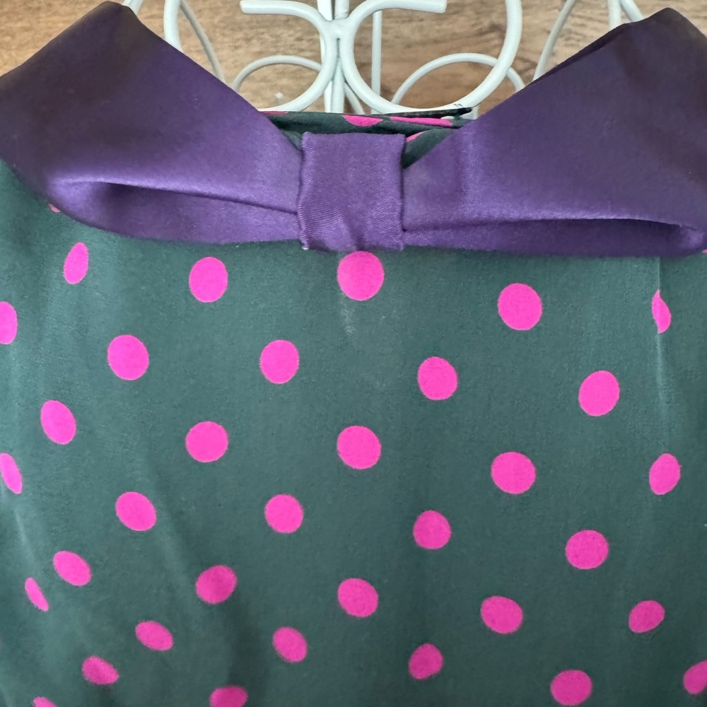 Rare Vintage Moschino Silk Polka Dot Retro Dress sz 12 - Picture 14 of 16